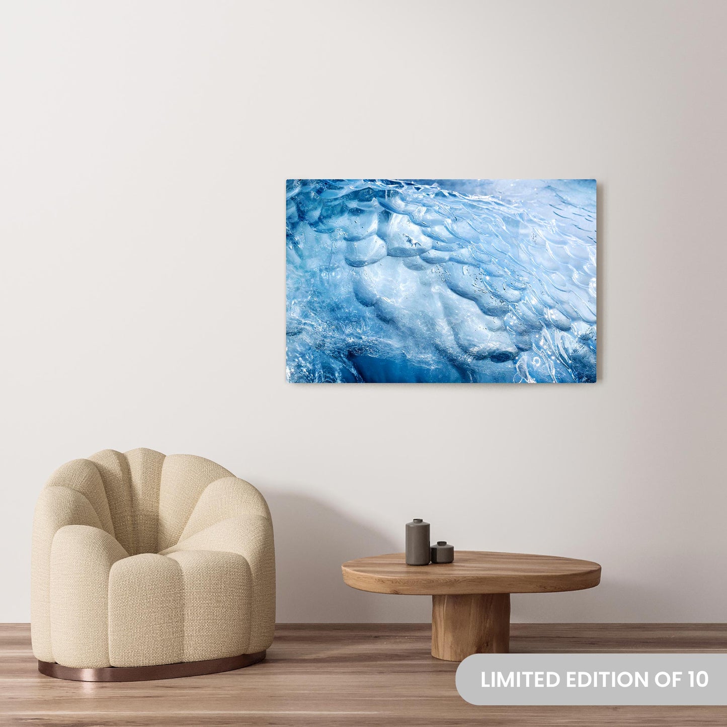 Michelle Valberg's Glistening Ice photography reproduced on a 32x48 HD metal print