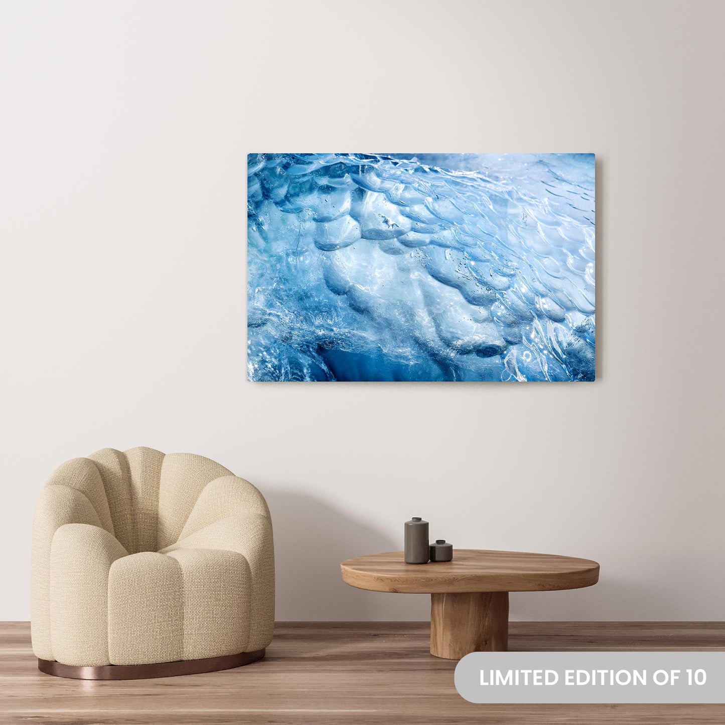 Michelle Valberg's Glistening Ice photography reproduced on a 36x54 HD metal print