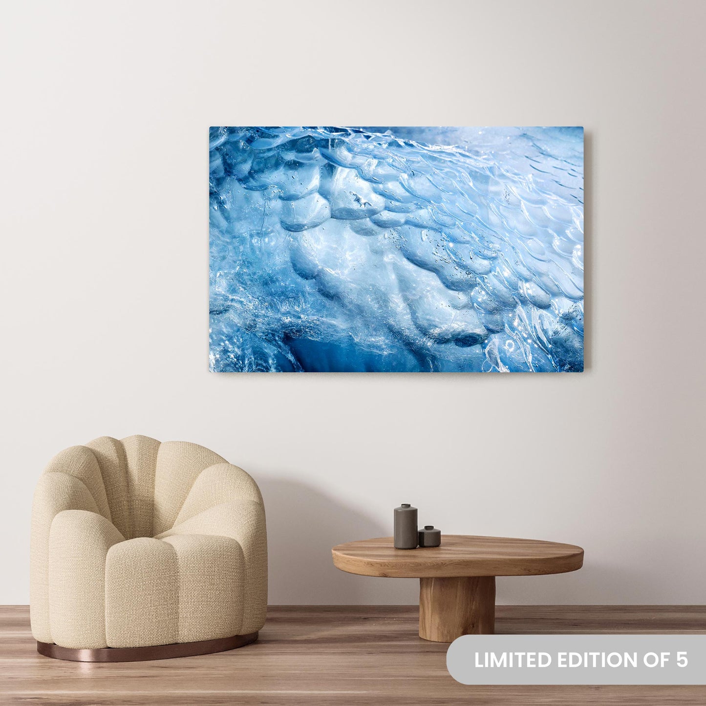 Michelle Valberg's Glistening Ice photography reproduced on a 40x60 HD metal print