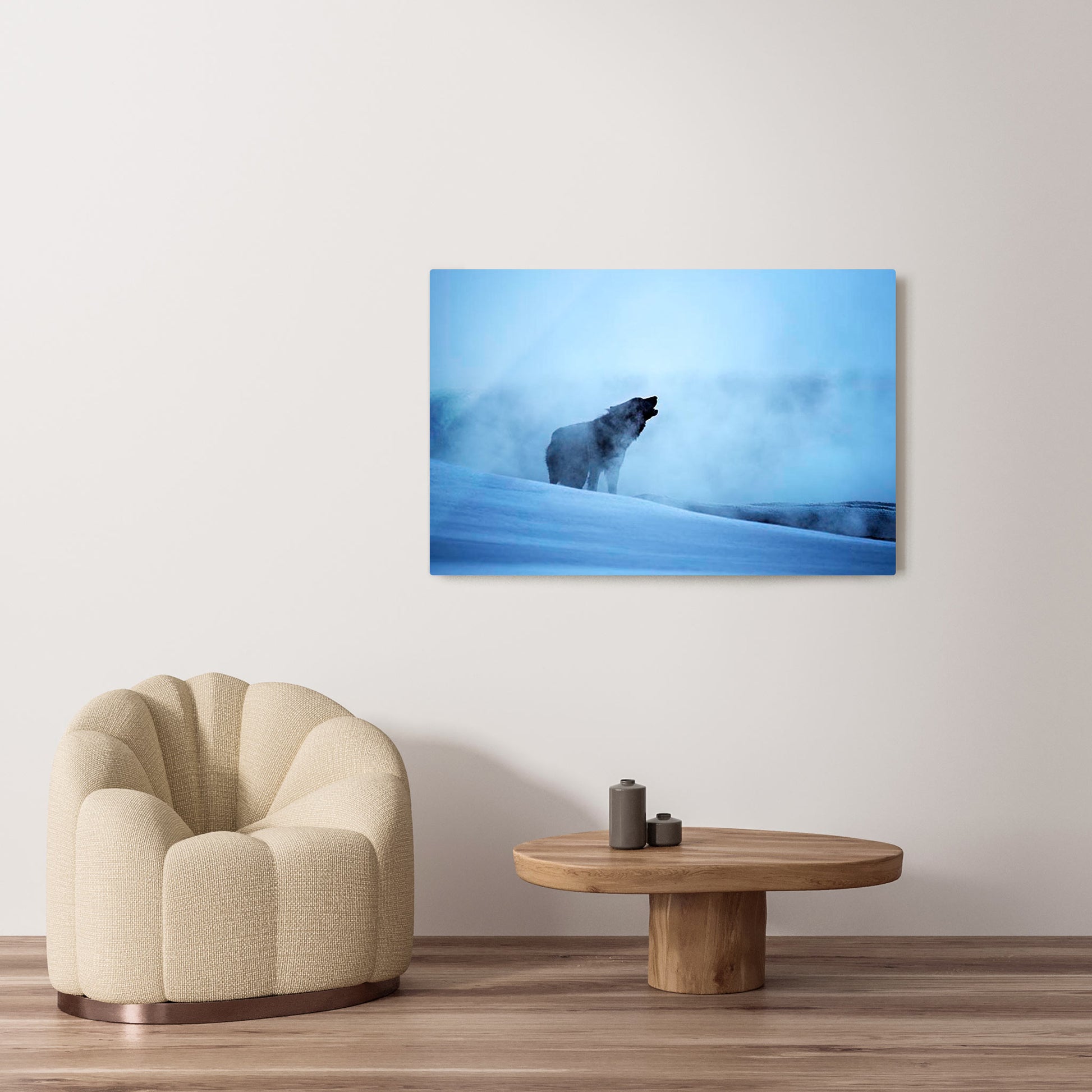 Michelle Valberg's Howling Hour photography reproduced on HD metal print and displayed on wall