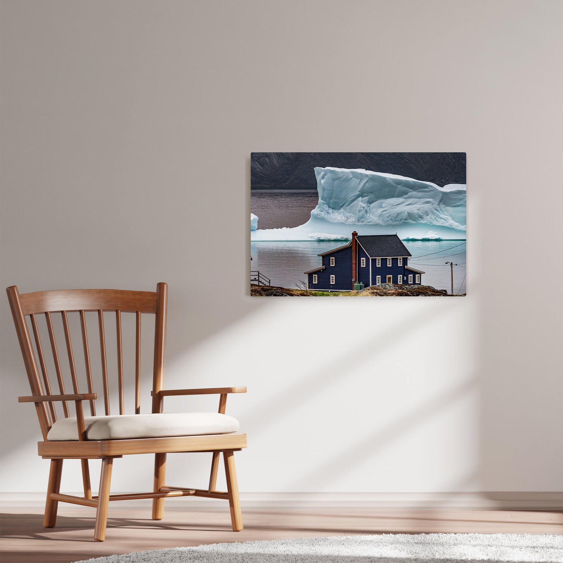 Ray Mackey's Port Rexton Icehouse photography reproduced on HD metal print and displayed on wall