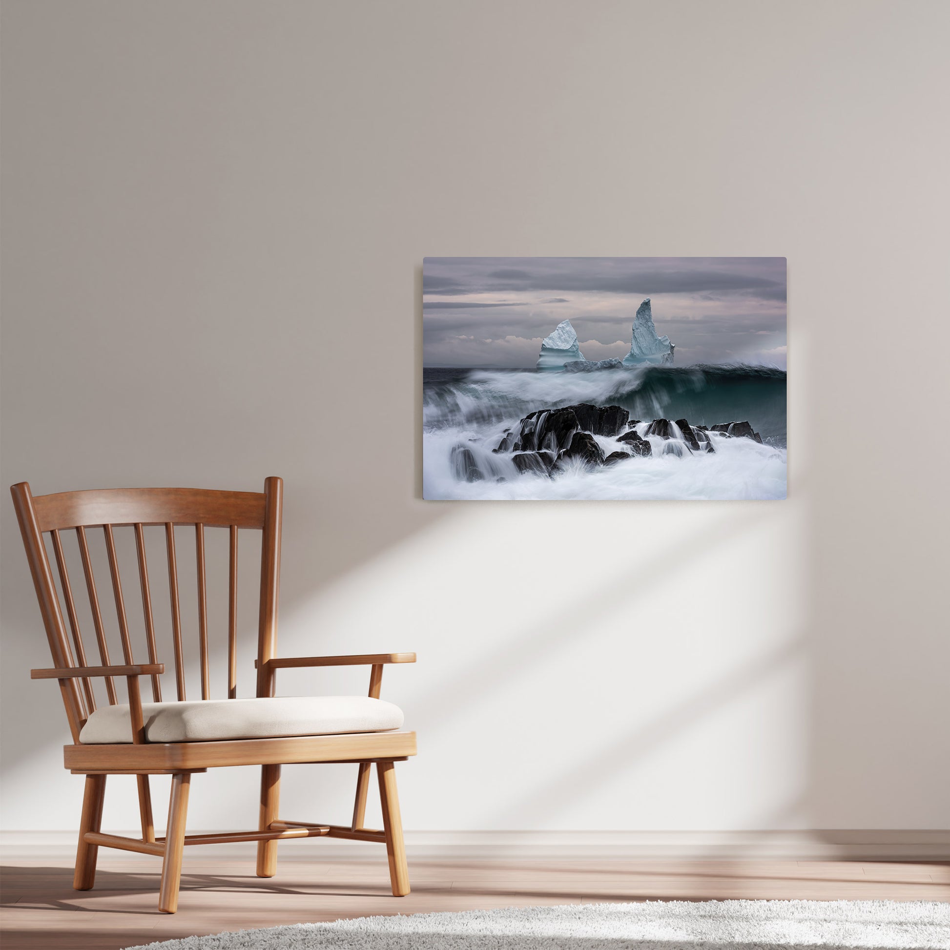 Ray Mackey's Sibleys Cove Shoreline photography reproduced on HD metal print and displayed on wall