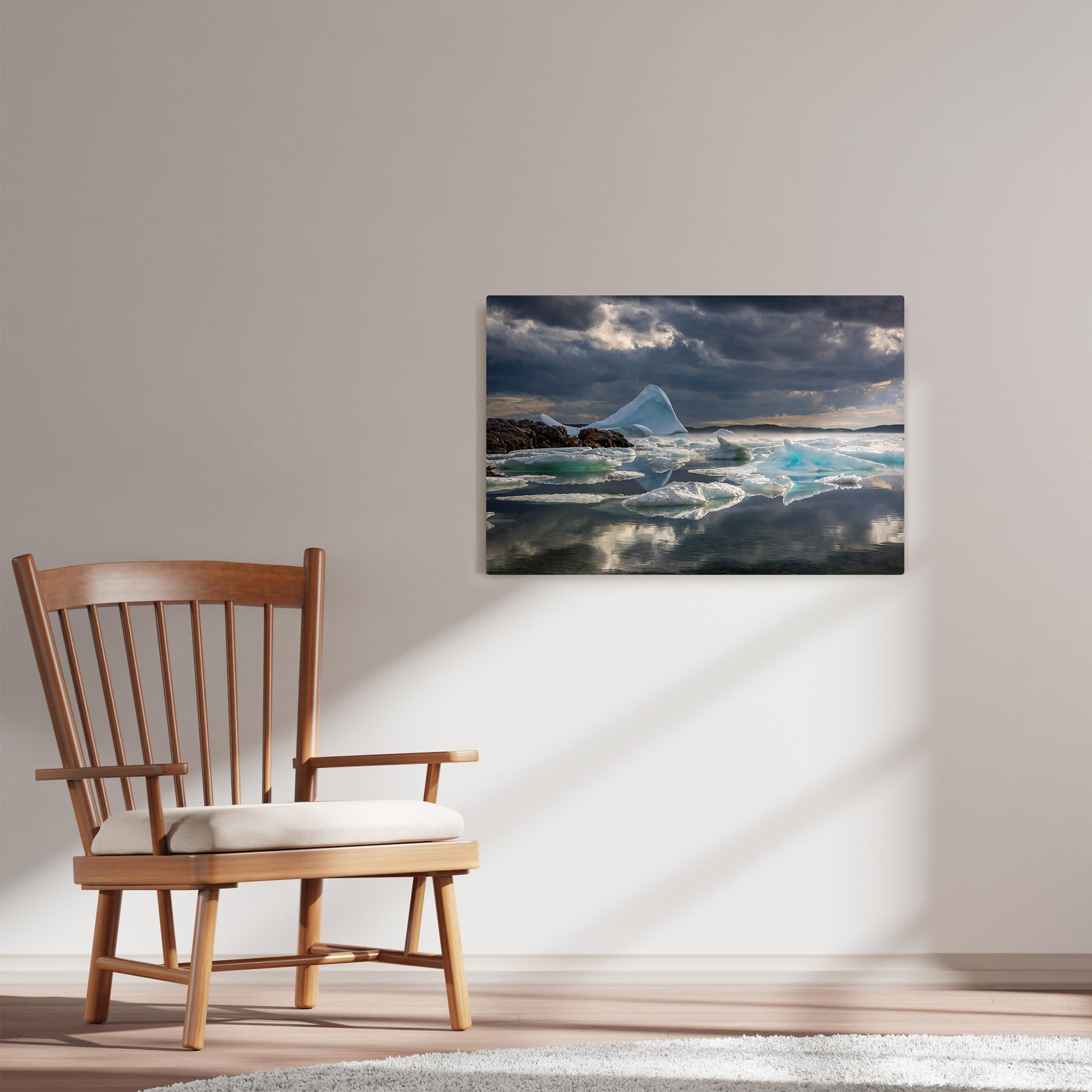 Ray Mackey's Twillingate Ice Heat photography reproduced on HD metal print and displayed on wall