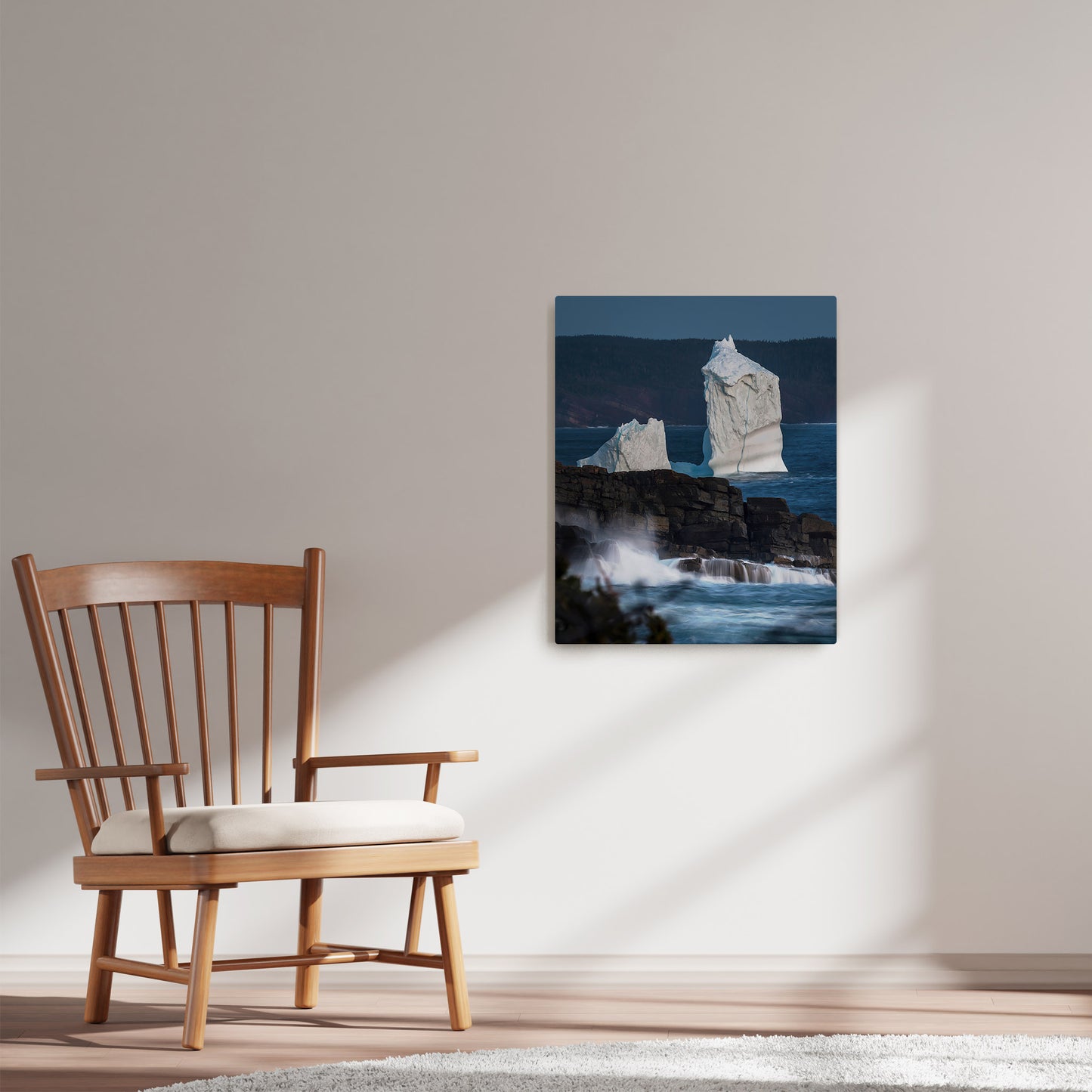 Ray Mackey's Middle Amherst Cove Blue Hour photography reproduced on HD metal print and displayed on wall