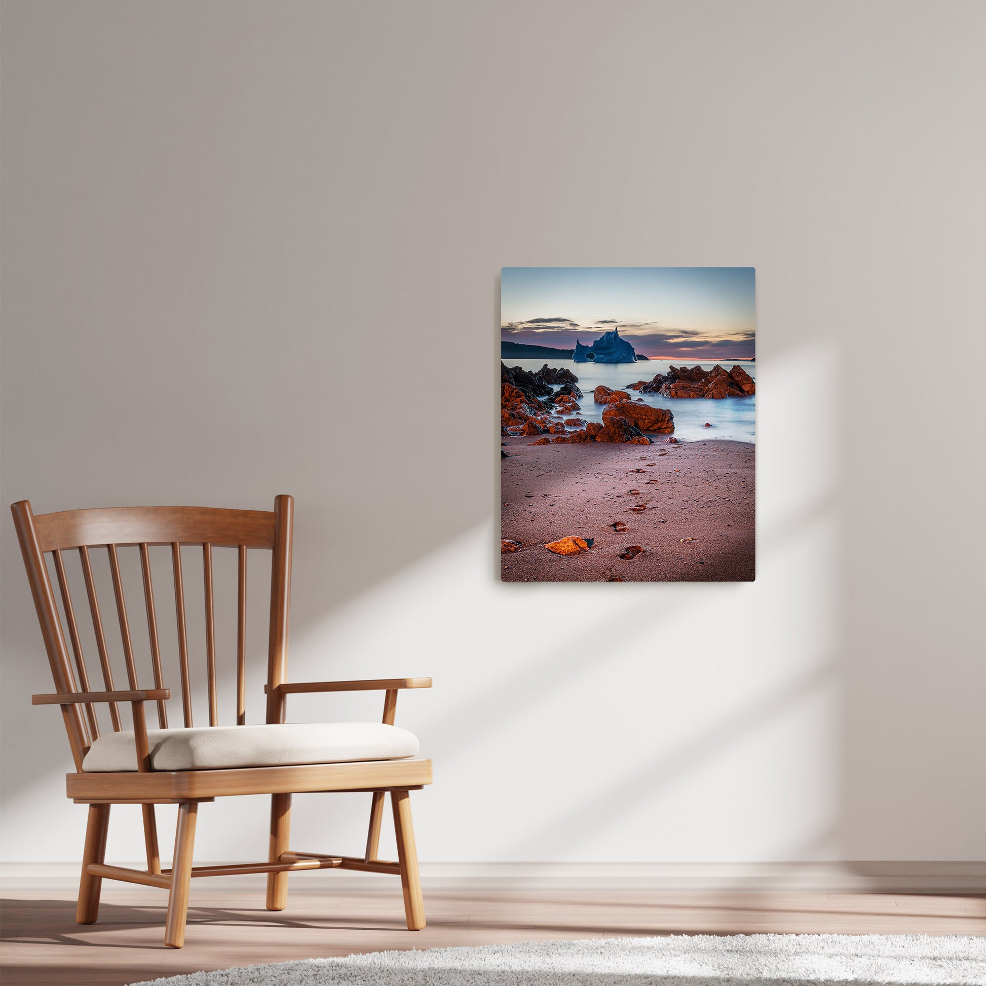 Ray Mackey's Wild Cove Footsteps photography reproduced on HD metal print and displayed on wall