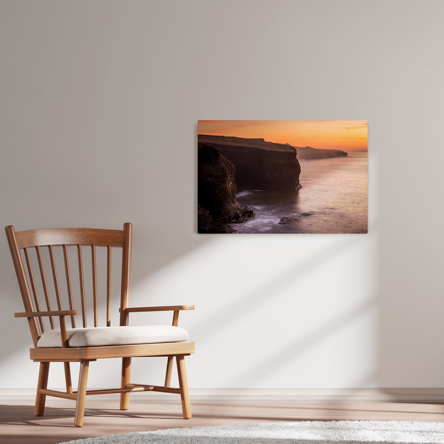 Ray Mackey's Bell Island Coastline photography reproduced on HD metal print and displayed on wall