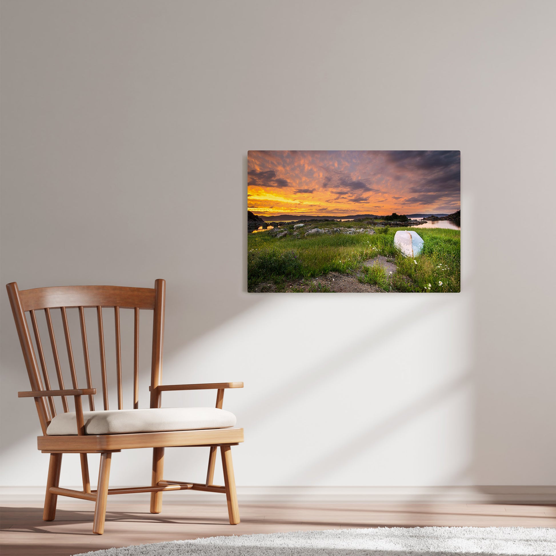 Ray Mackey's Brighton Sunset Rest photography reproduced on HD metal print and displayed on wall