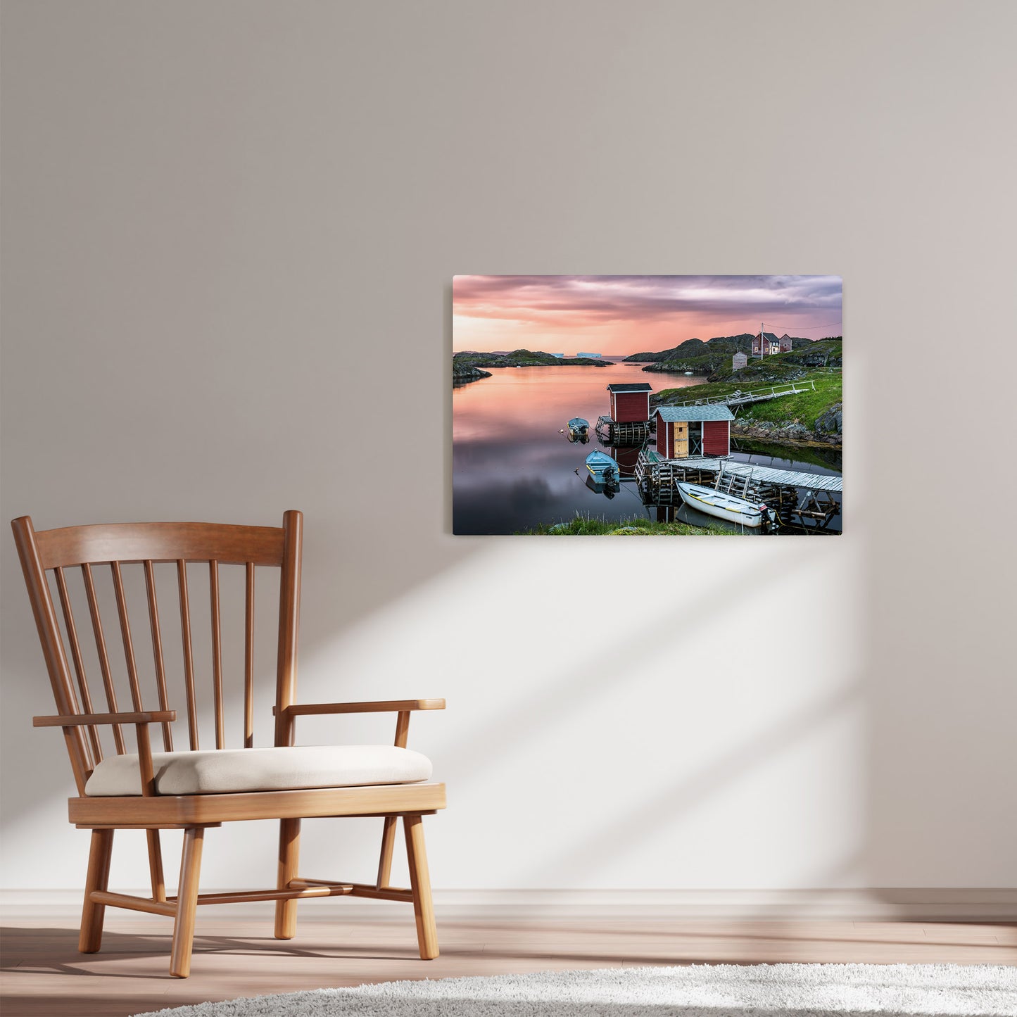 Ray Mackey's Change Islands Stages photography reproduced on HD metal print and displayed on wall