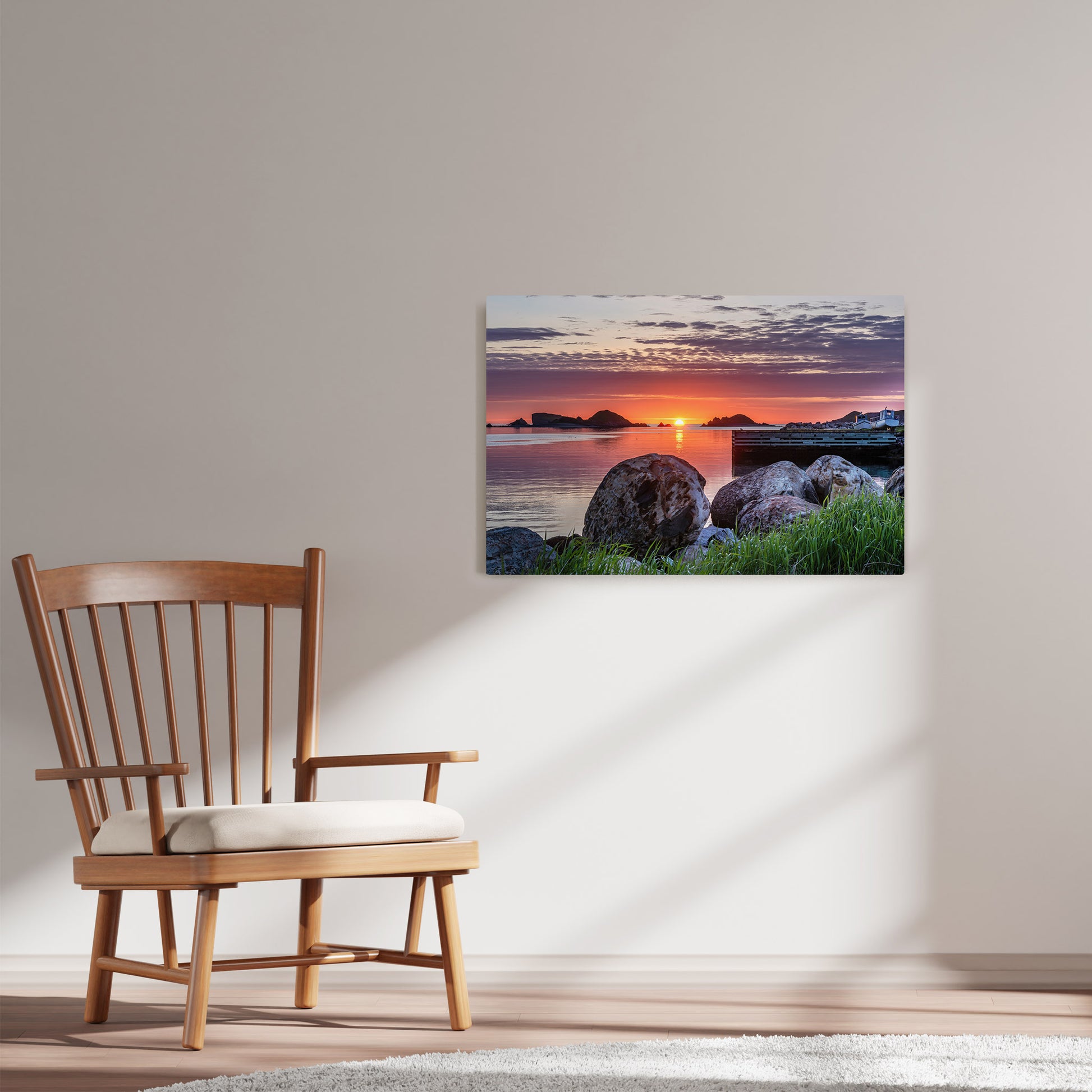 Ray Mackey's Ferryland Summers photography reproduced on HD metal print and displayed on wall