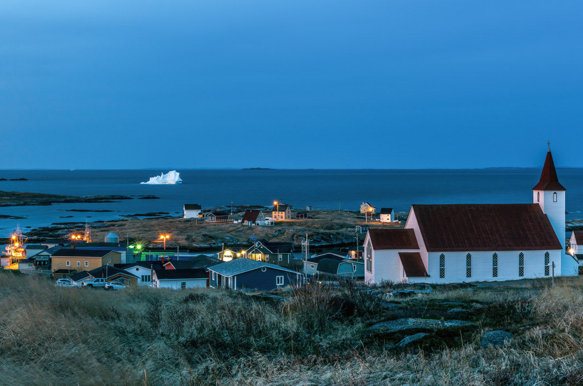 Ray Mackey's Greenspond Blue Hour print close-up