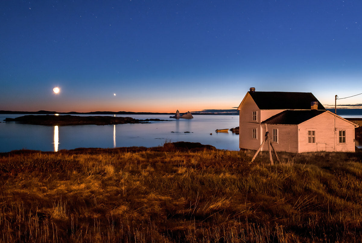 Ray Mackey's Island Harbour Moonlight print close-up