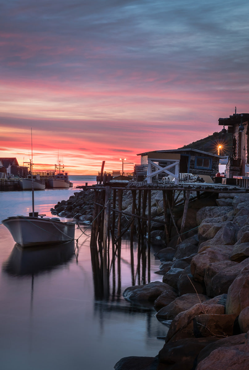 Ray Mackey's Petty Harbour Sunrise print close-up