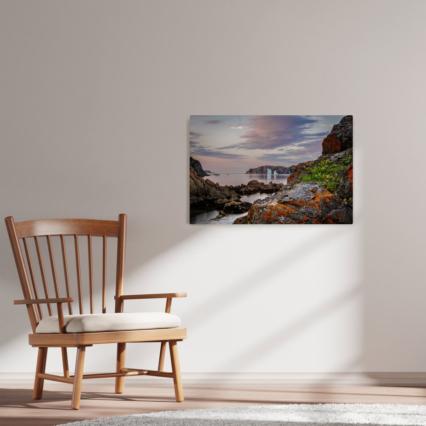 Ray Mackey's Twillingate Lichen photography reproduced on HD metal print and displayed on wall