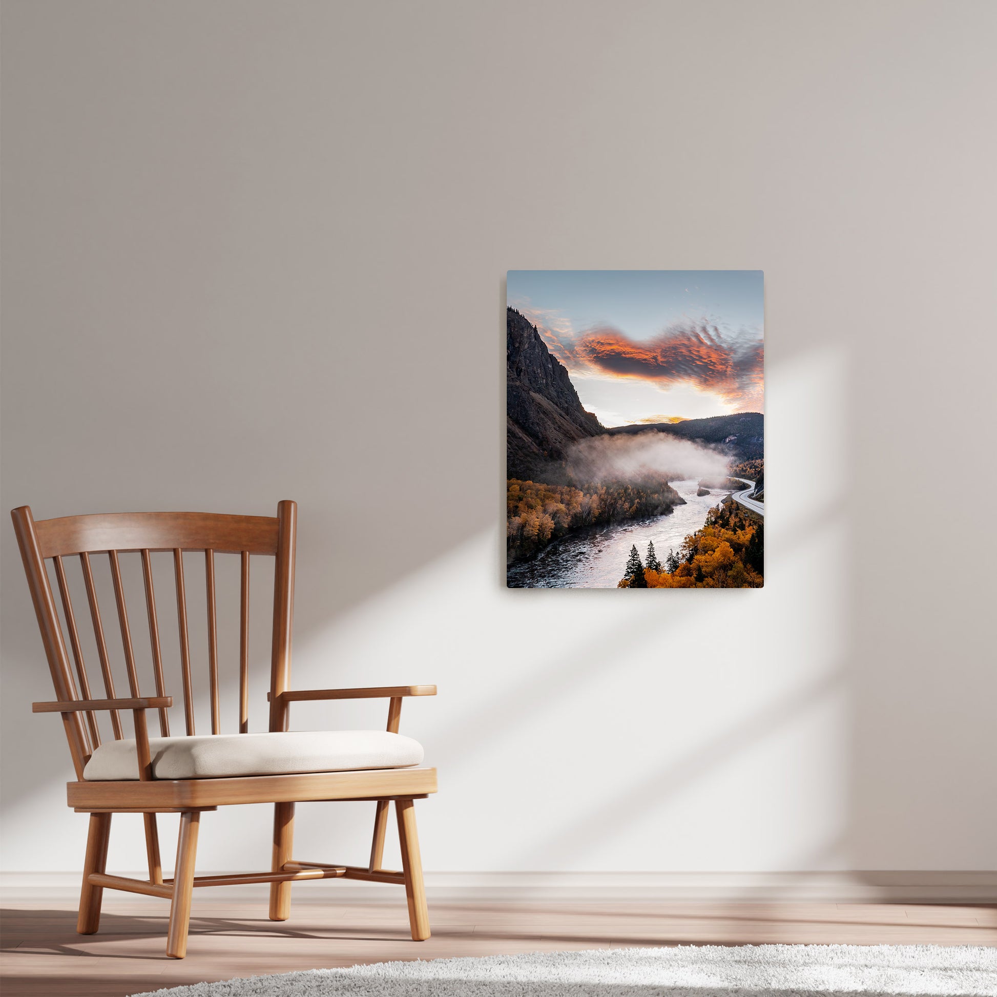 Ray Mackey's Corner Brook Humber River photography reproduced on HD metal print and displayed on wall