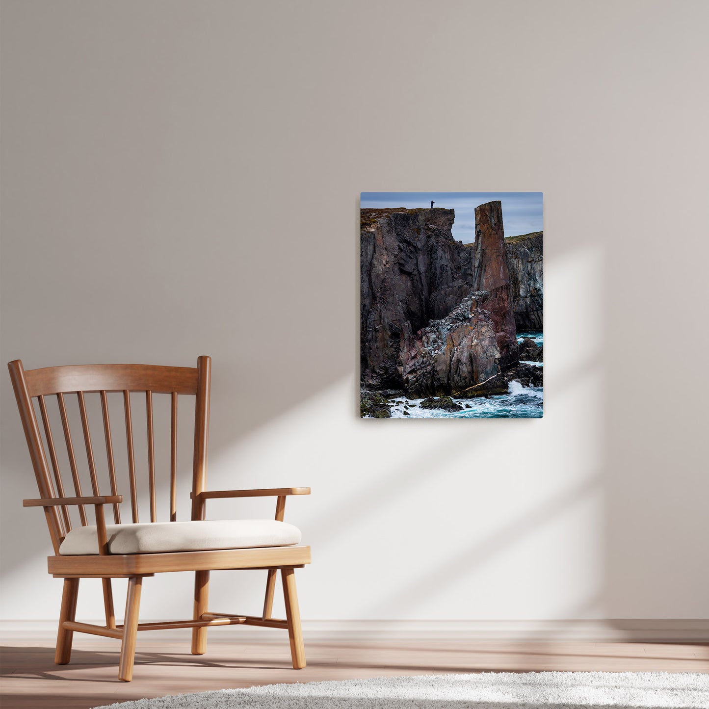 Ray Mackey's Spillars Cove Chimney photography reproduced on HD metal print and displayed on wall