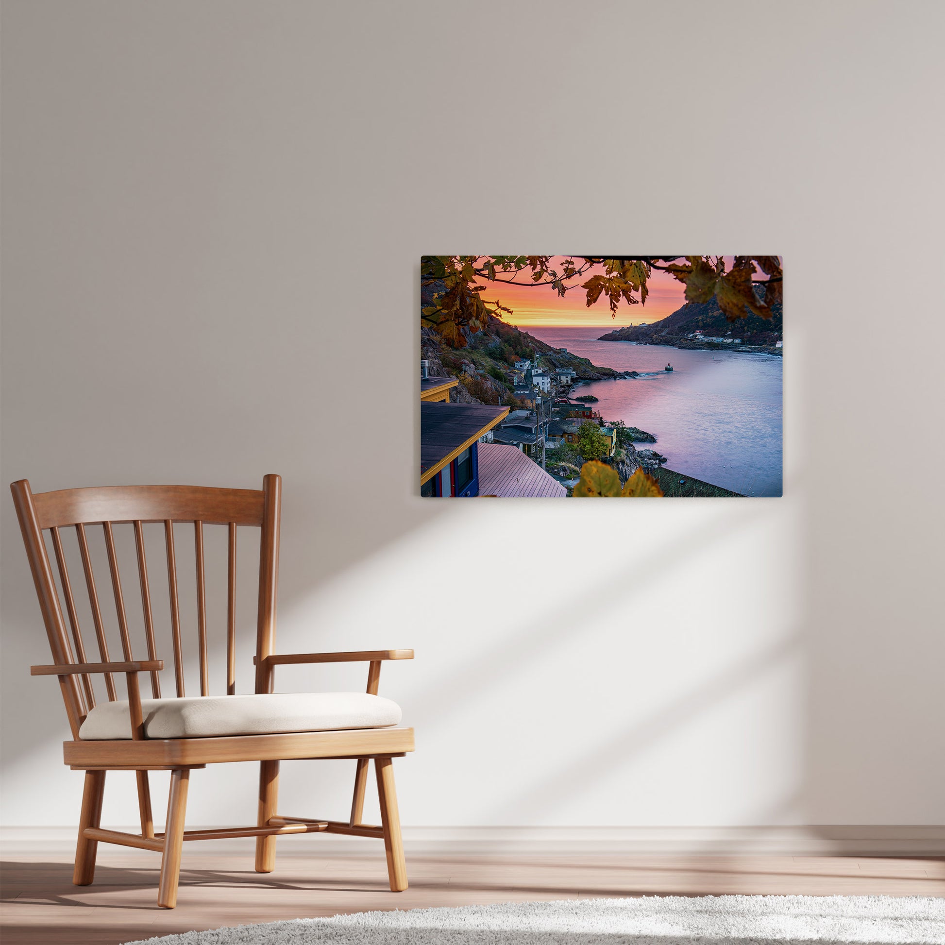 Ray Mackey's Battery Sunrise photography reproduced on HD metal print and displayed on wall