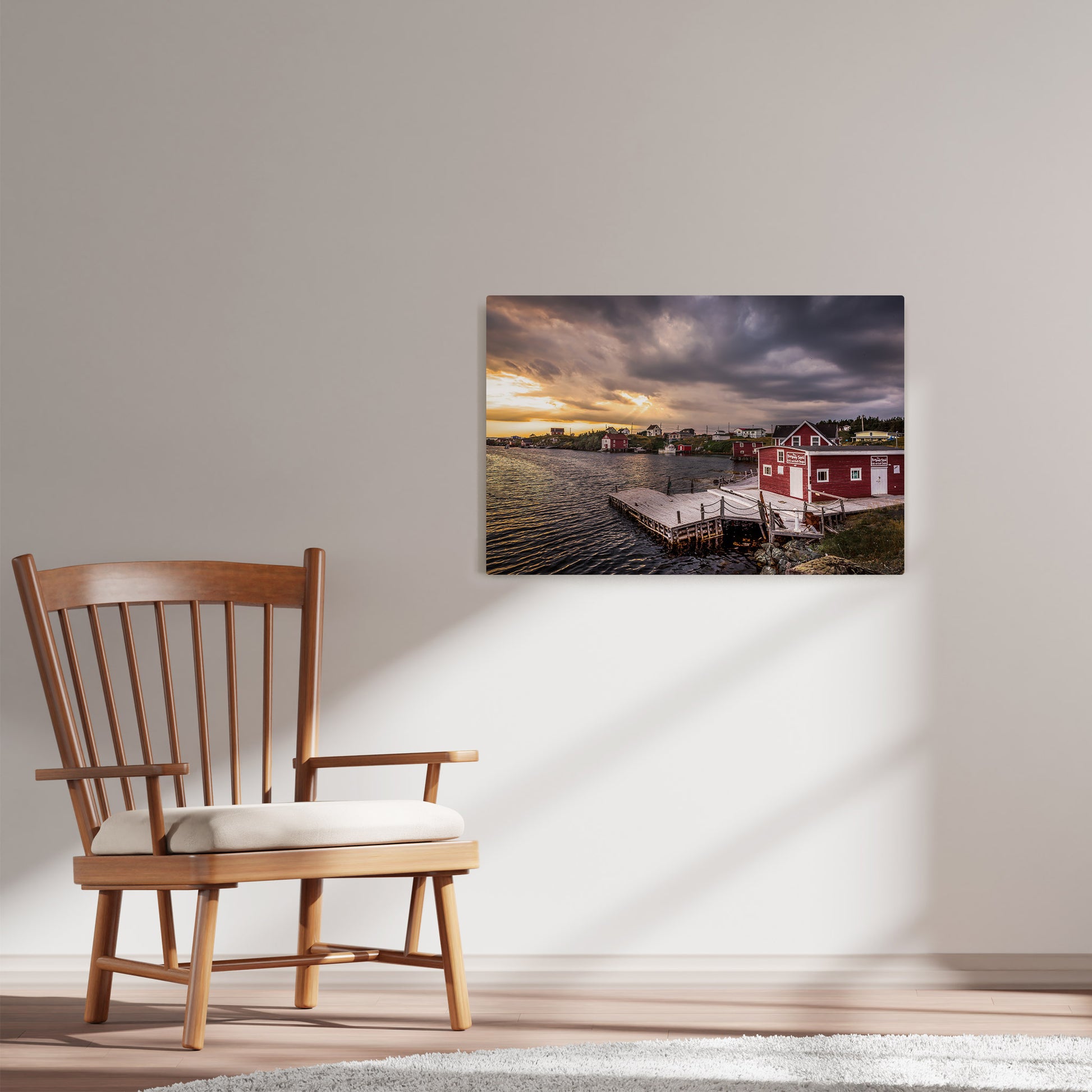 Ray Mackey's Change Islands Causeway photography reproduced on HD metal print and displayed on wall