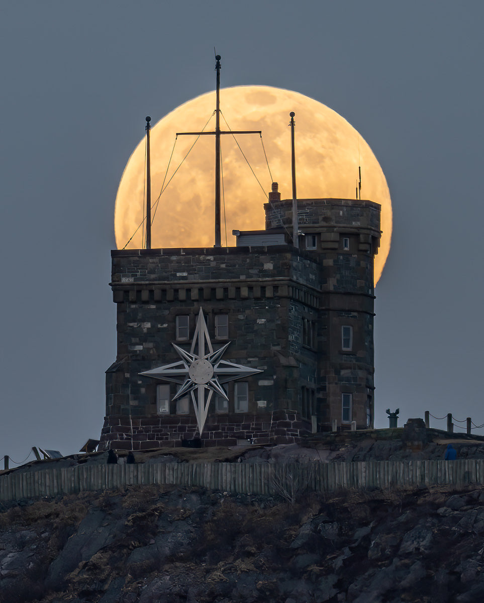 Ray Mackey's Cabot Tower Worm Moon print close-up