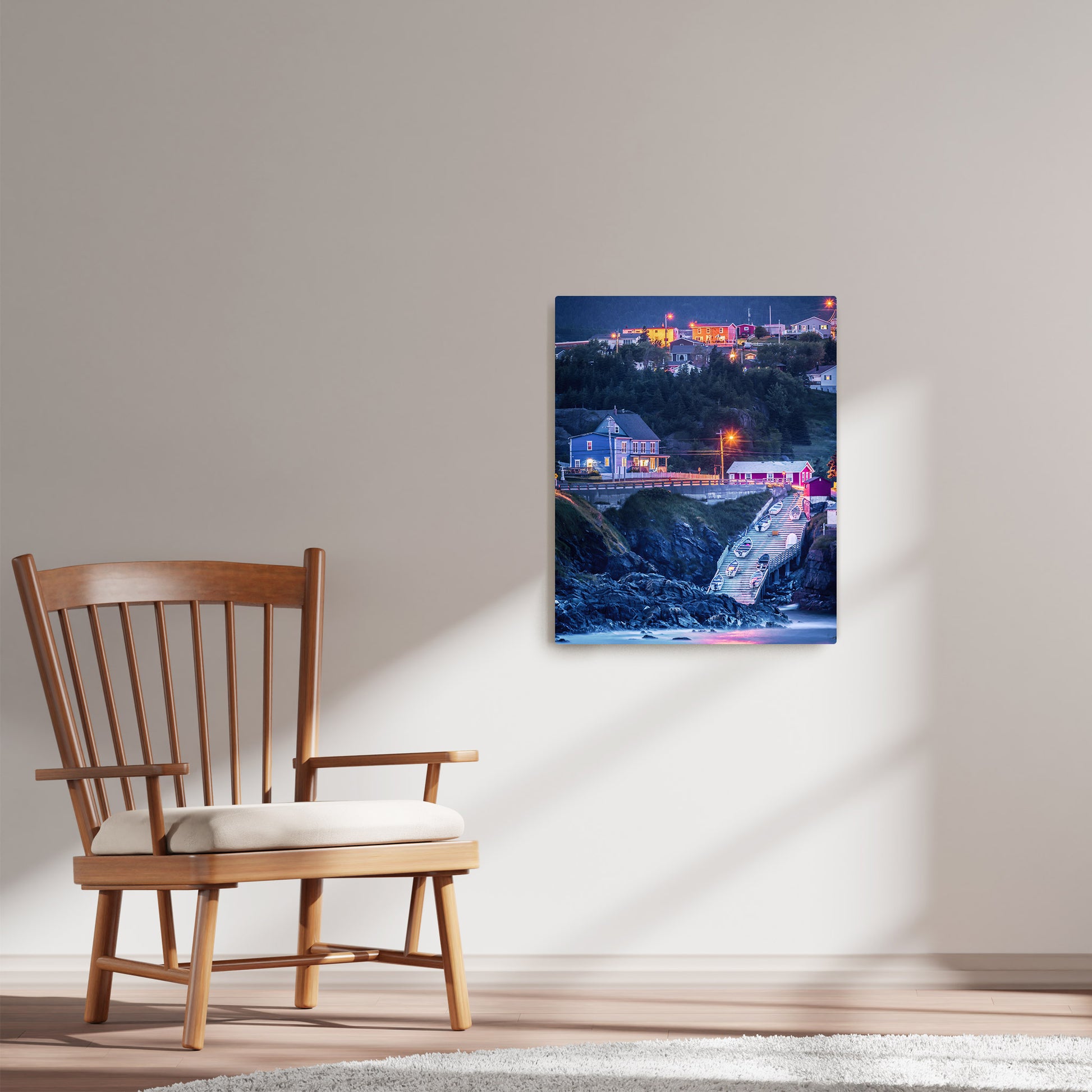 Ray Mackey's Pouch Cove Slip photography reproduced on HD metal print and displayed on wall